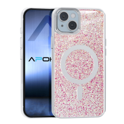 Magnetic Case With Glitter Design Apokin For Apple iPhone 16 Pro Max Pink